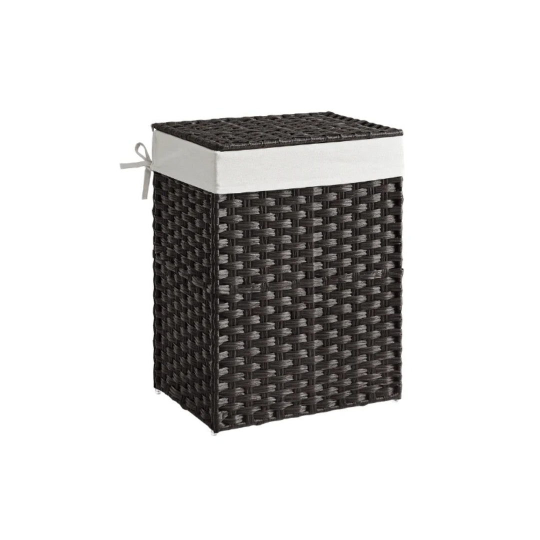 Vasketøjskurv med låg, 23,8 gallon, PP-rattan, 23,6 in høj, produktvisning 3 | Noreva Home