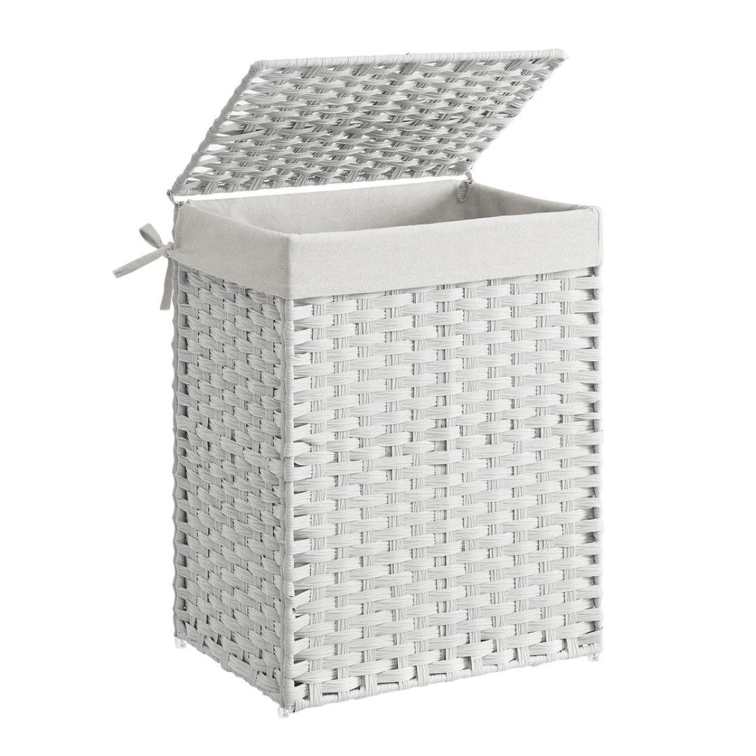 Vasketøjskurv med låg, 23,8 gallon, PP-rattan, 23,6 in høj, produktvisning 4 | Noreva Home