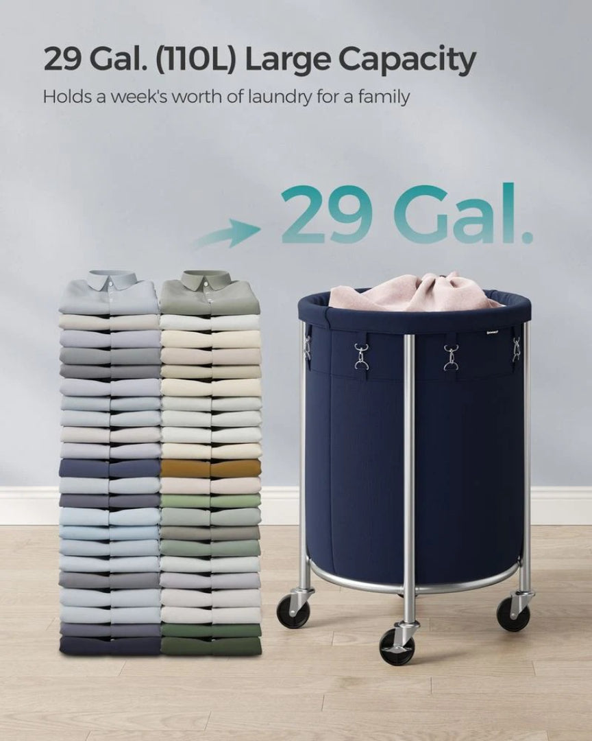 Vasketøjskurv på hjul med aftagelig pose, 29 gallon, 28 in høj, produktvisning 14 | Noreva Home