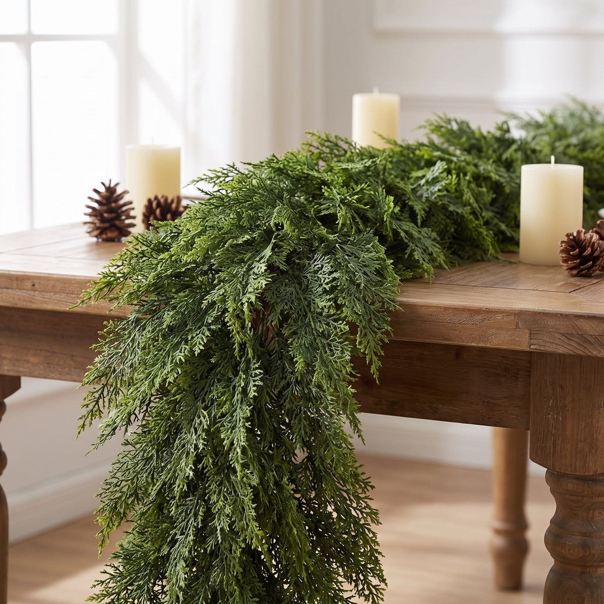 Kunstig juleguirlande med cedergrønt, 183 cm, billede 10