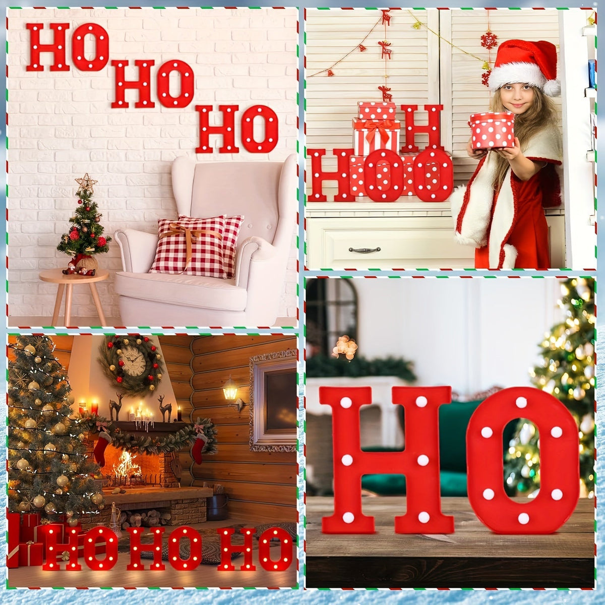 Røde lysende julebogstaver HO HO HO, billede 5