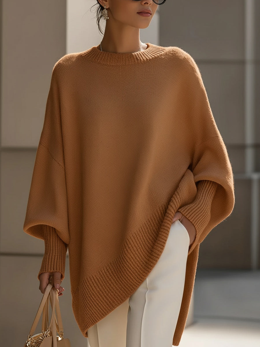 Oversized strikket dametrøje med rund hals, billede 6