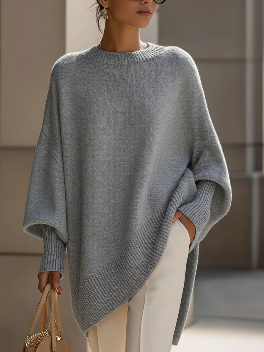 Oversized strikket dametrøje med rund hals, billede 7