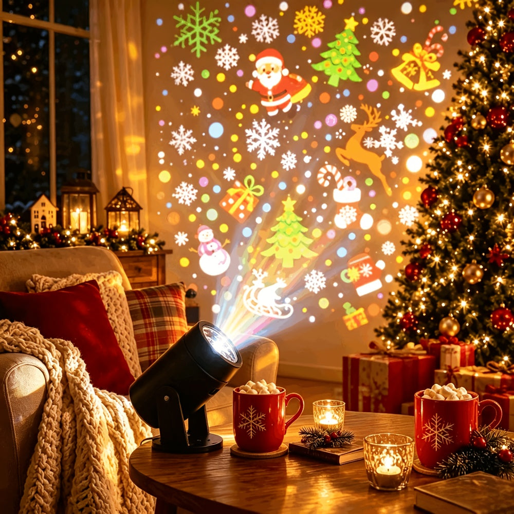 Projektorlampe med farvede mønstre til jul, billede 7