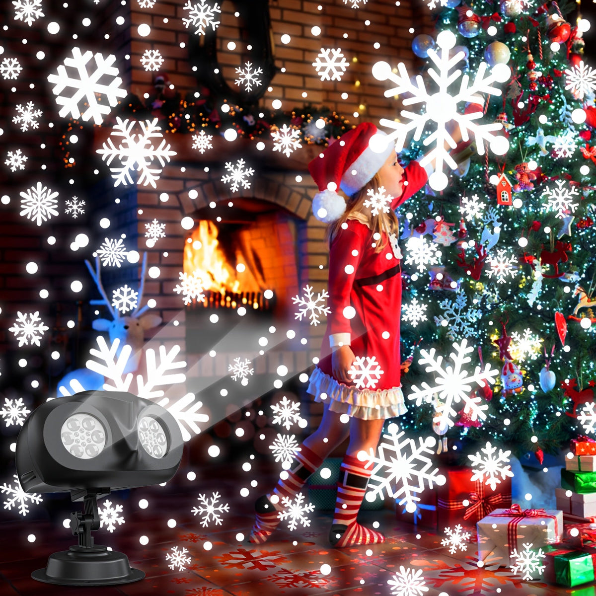 Projektorlampe med snefnug til hus og have, billede 4