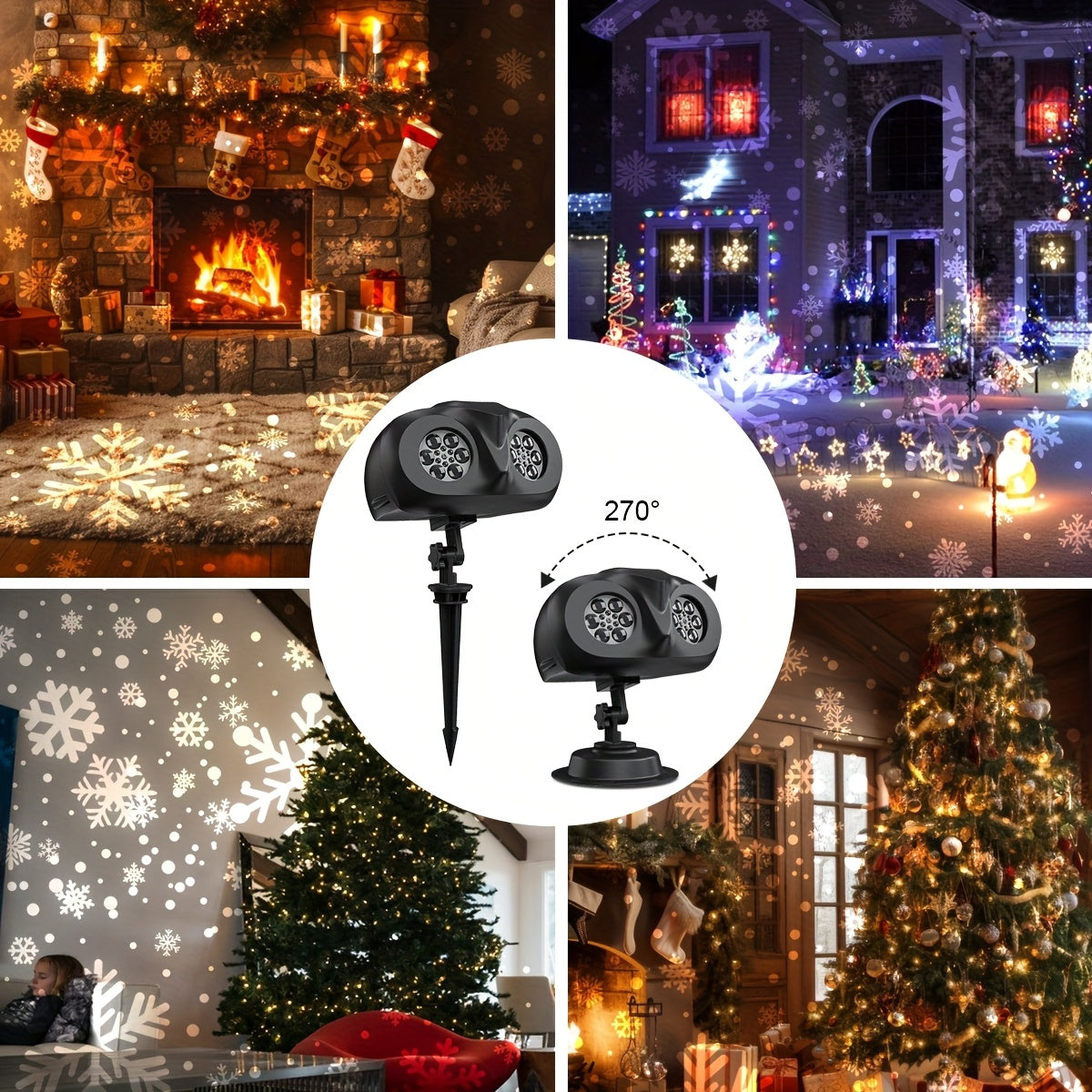 Projektorlampe med snefnug til hus og have, billede 8