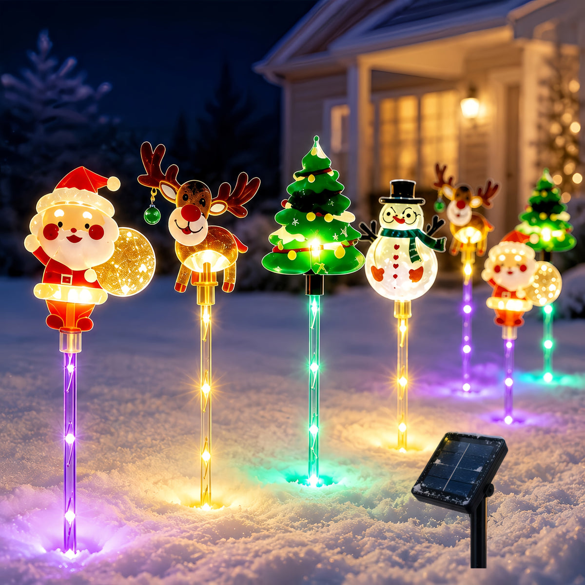Solcelle julelys med julefigurer til haven, billede 1