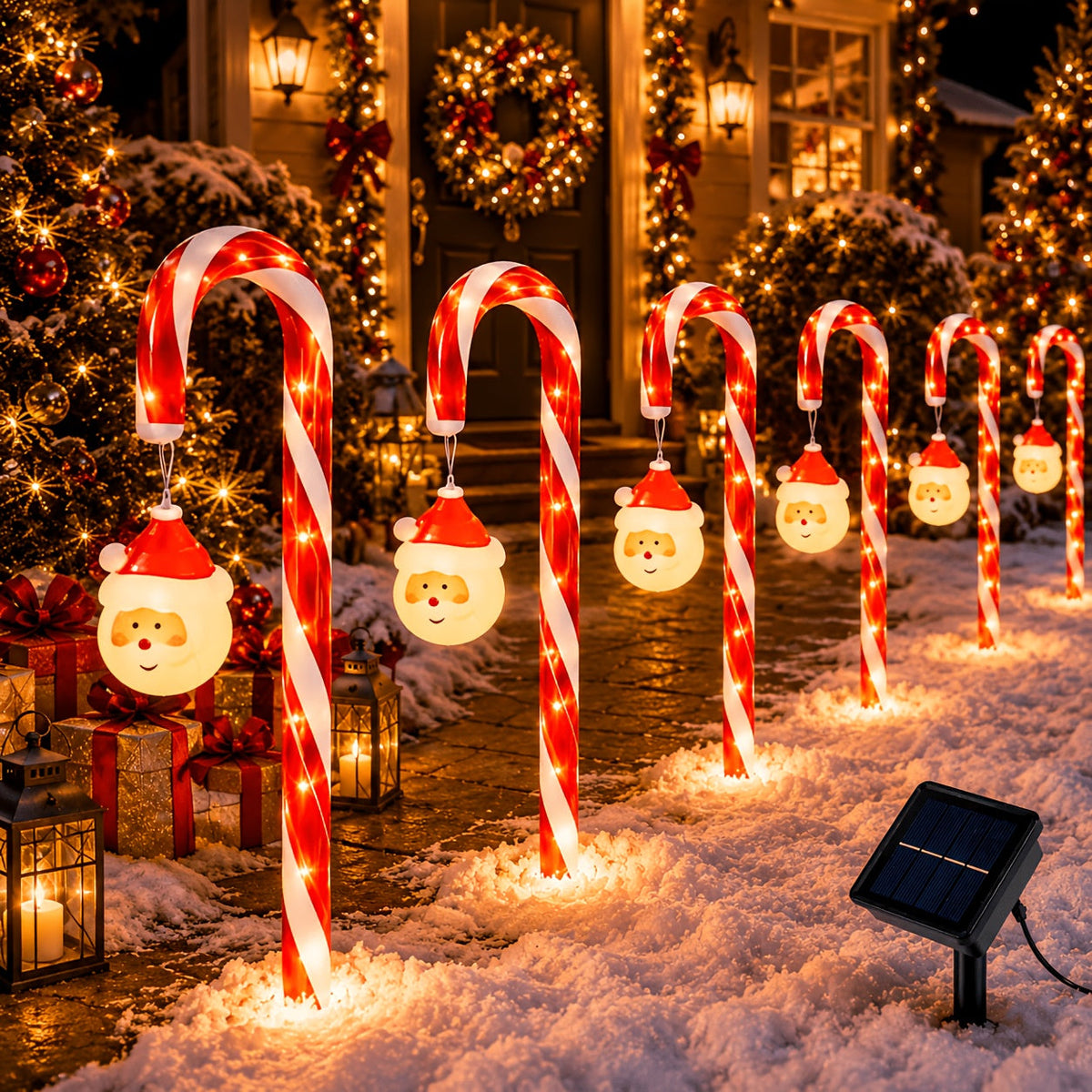 Solcelle julelys med julemand til haven, billede 7