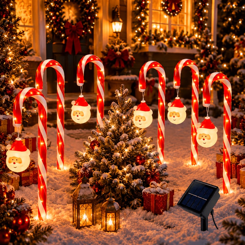 Solcellelampe formet som slikstok til jul, billede 8