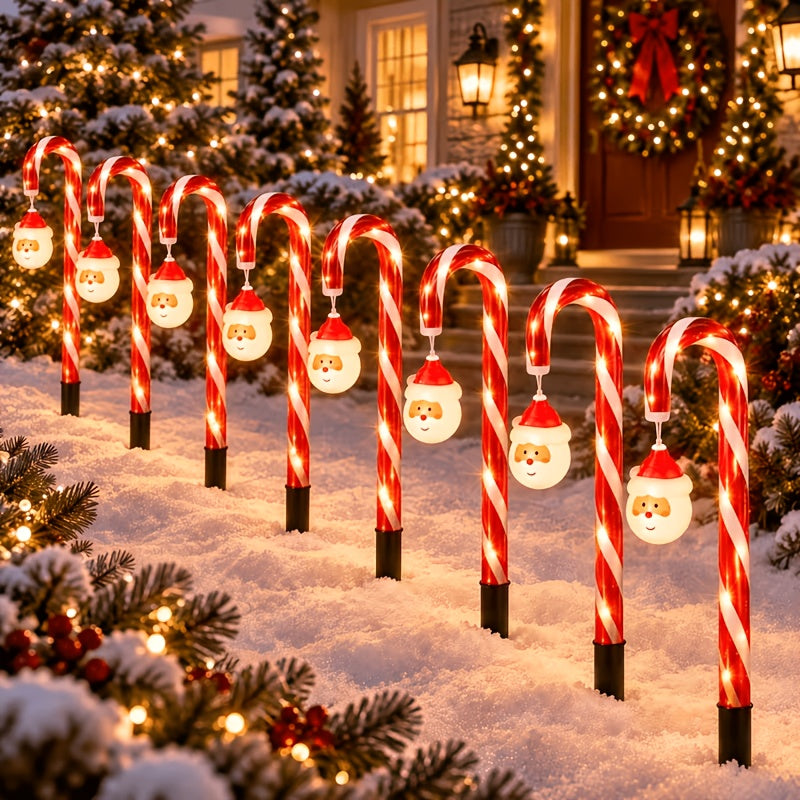 Solcellelampe formet som slikstok til jul, billede 12