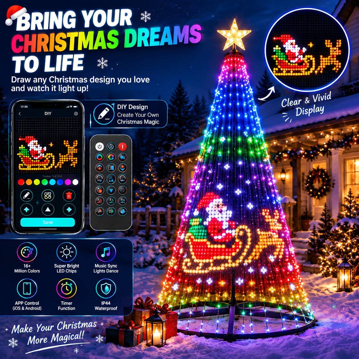 Udendørs lysende juletræ med RGB-LED, billede 1