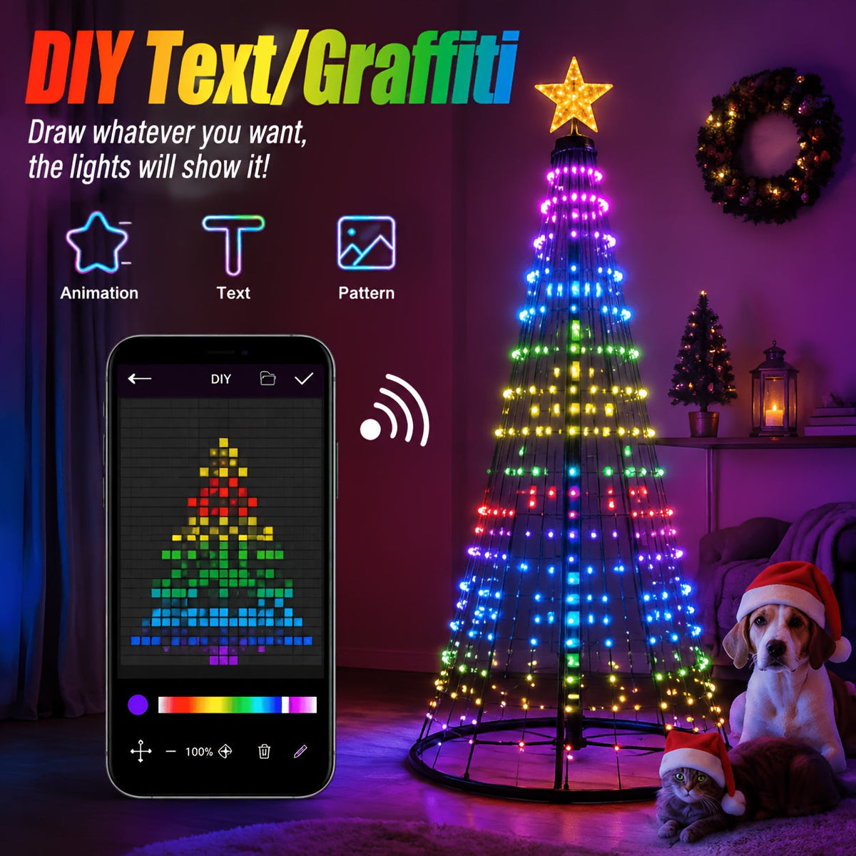 Udendørs lysende juletræ med RGB-LED, billede 8