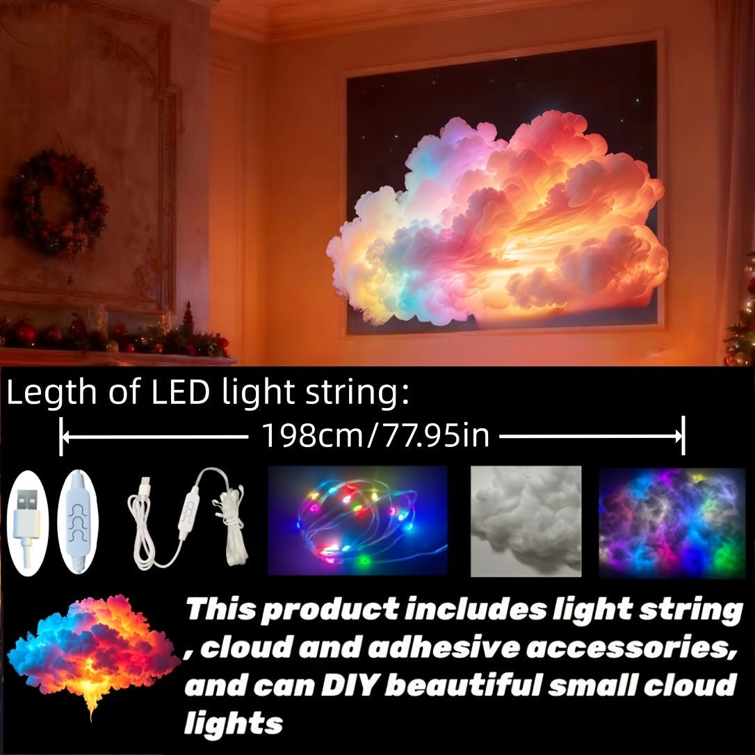 Lyskæde med LED skyer i skiftende farver