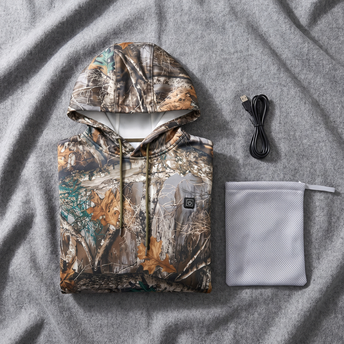 Opvarmet unisex hættetrøje i camouflage – billede 6