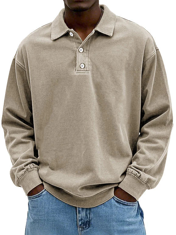 Klassisk poloshirt med lange ærmer til mænd – billede 4