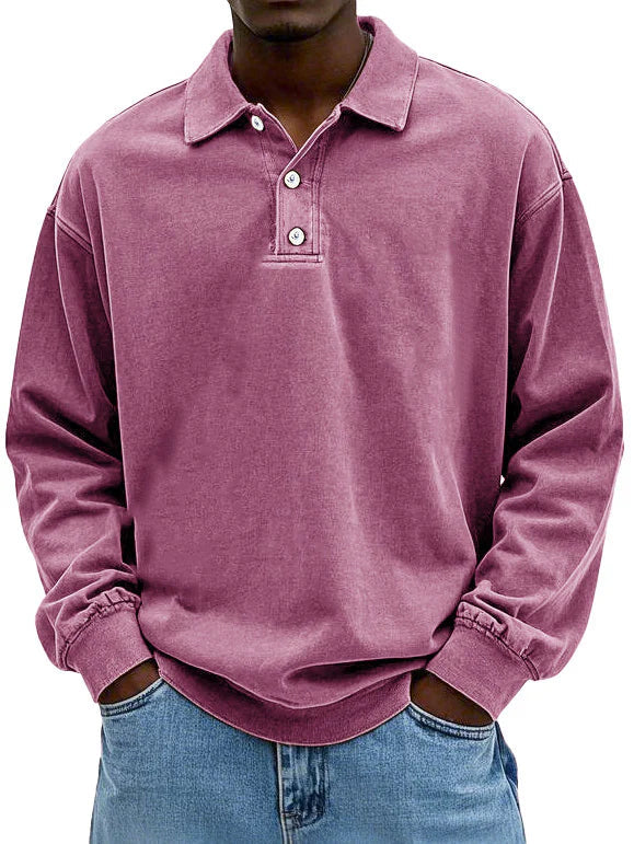 Klassisk poloshirt med lange ærmer til mænd – billede 5