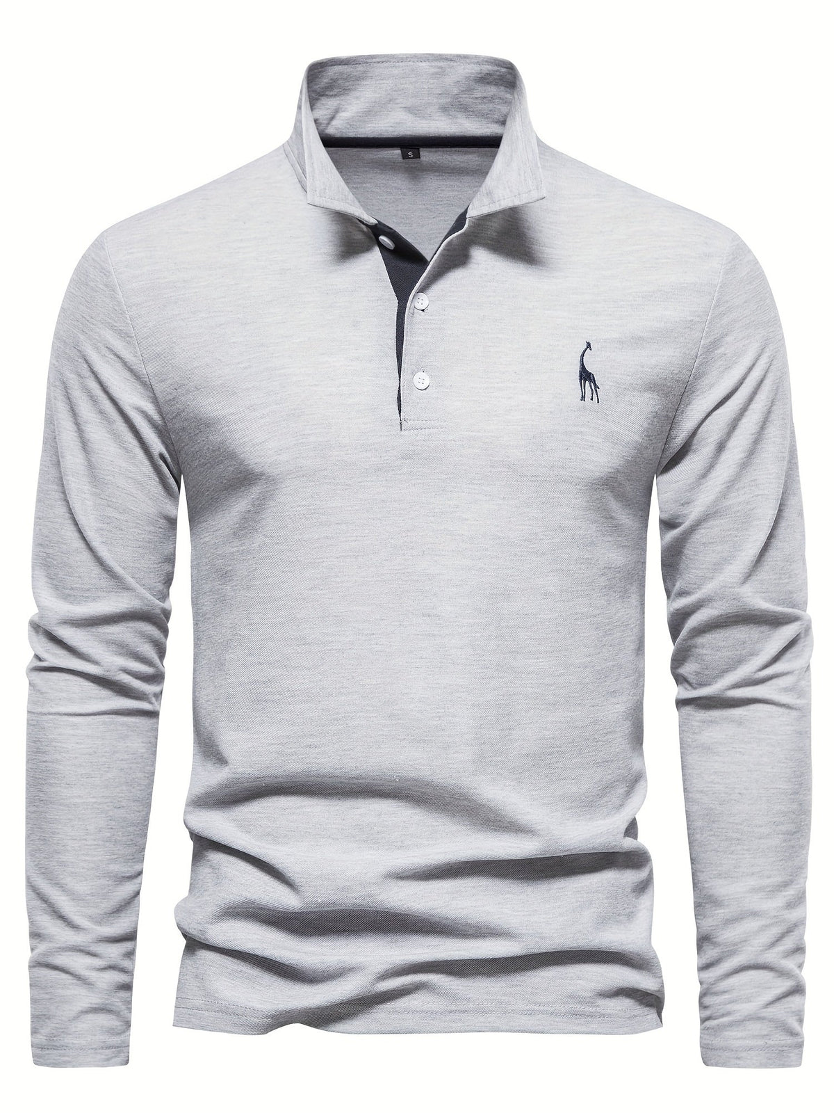 POLOVANG langærmet poloshirt i marineblå set forfra