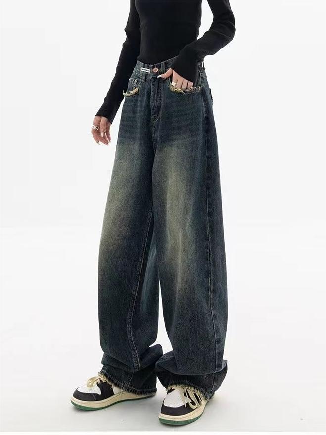 Baggy jeans i mørk vask med løs pasform – billede 5
