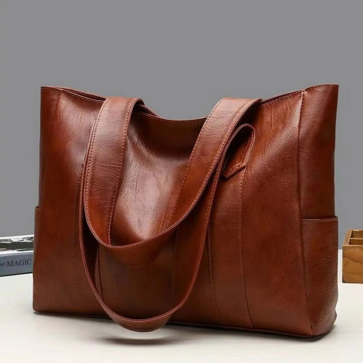 RETROVIK elegant skuldertaske i læderlook – billede 4