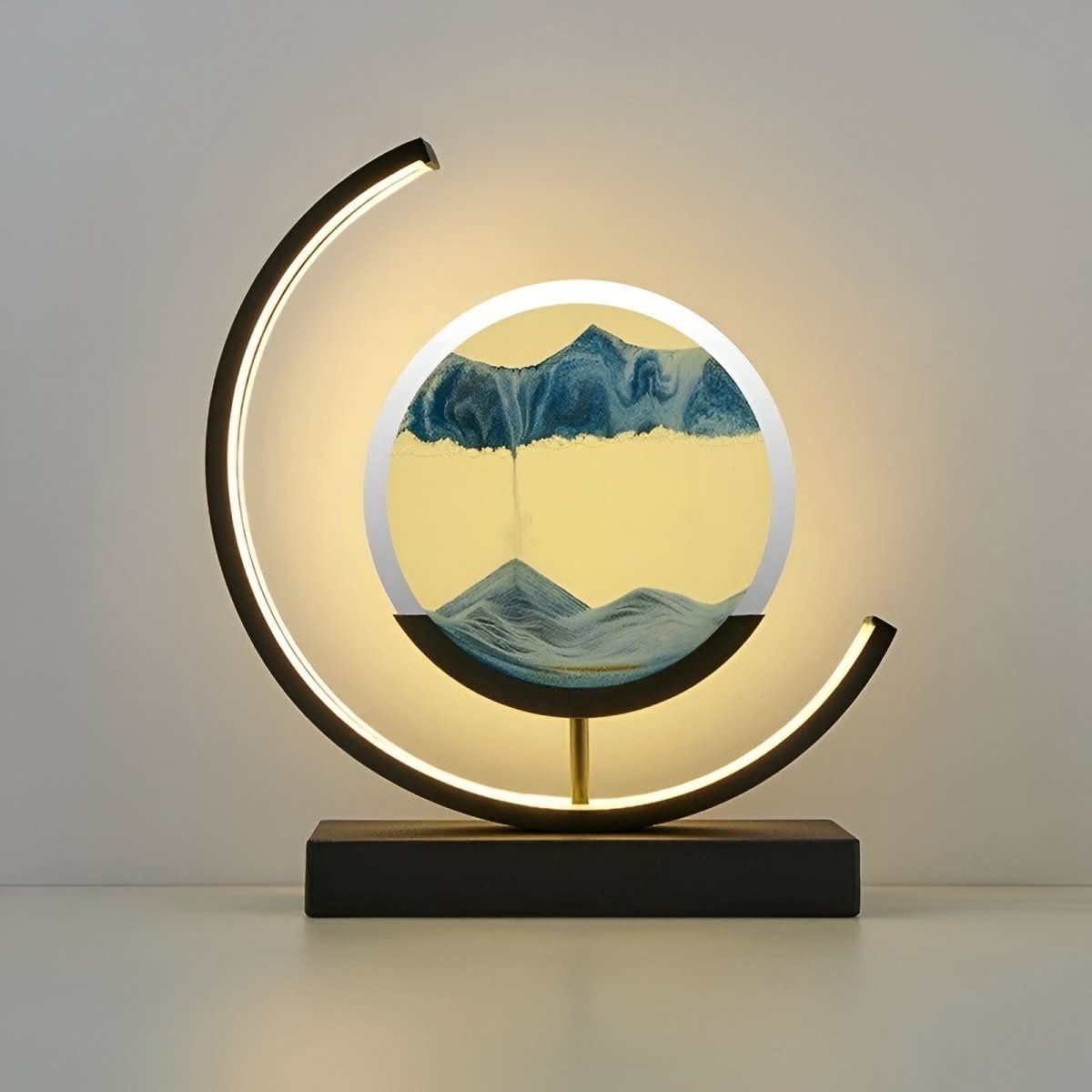 Dekorativ sandlampe med roterende sandcirkel og lys – billede 6