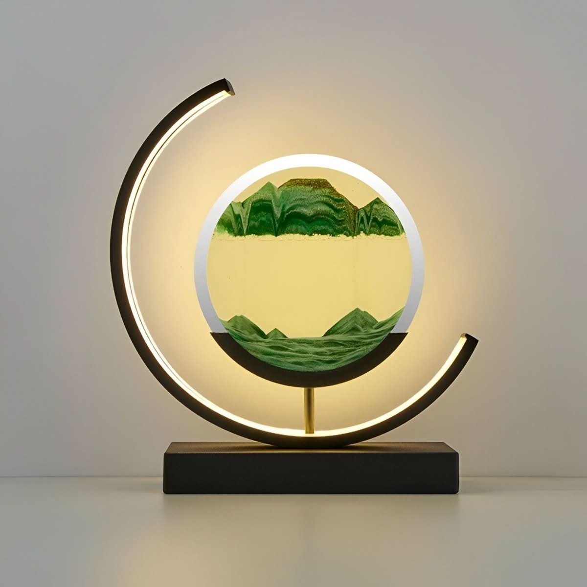 Dekorativ sandlampe med roterende sandcirkel og lys – billede 7