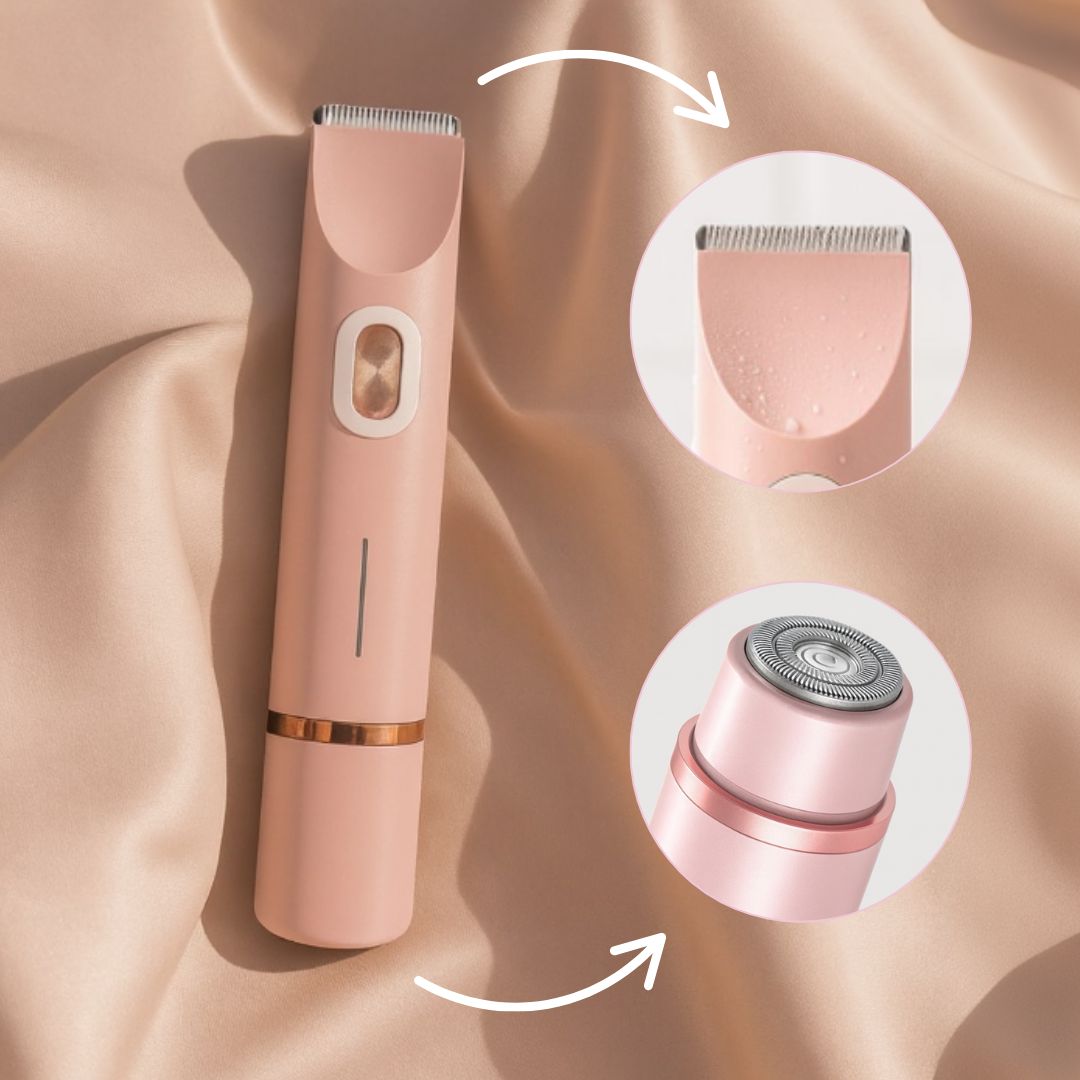 SILKEGLØD trådløs damebarbermaskine i pink set forfra