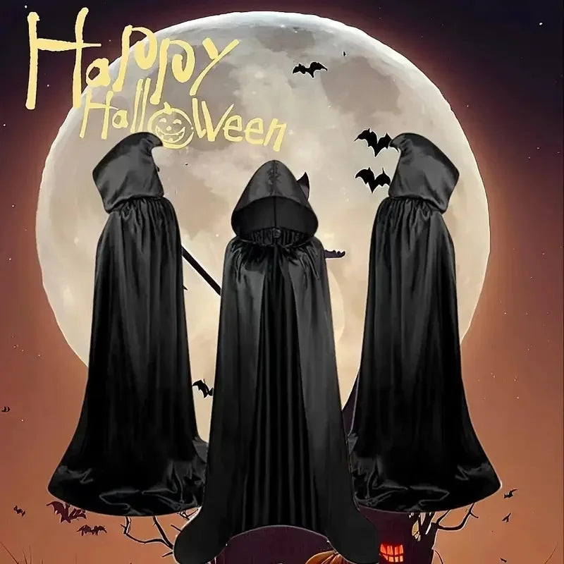 Sort kappe med hætte i fuld længde til halloween og cosplay – billede 6