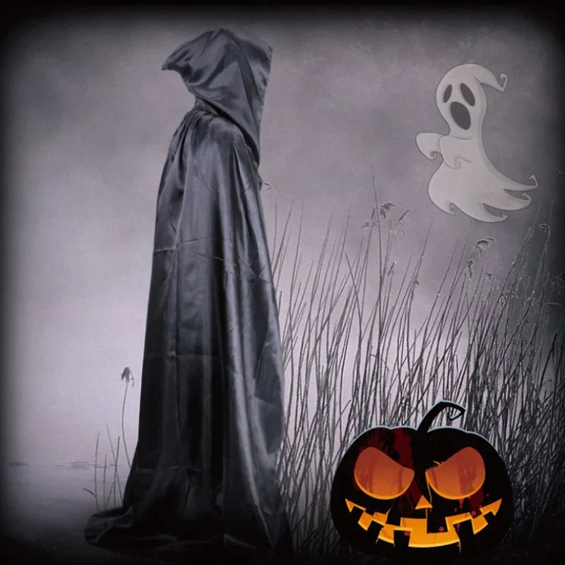 Sort kappe med hætte i fuld længde til halloween og cosplay – billede 7