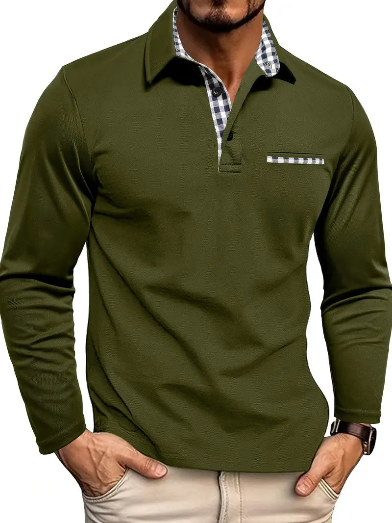 Let sommerpoloshirt med lange ærmer til mænd – billede 3