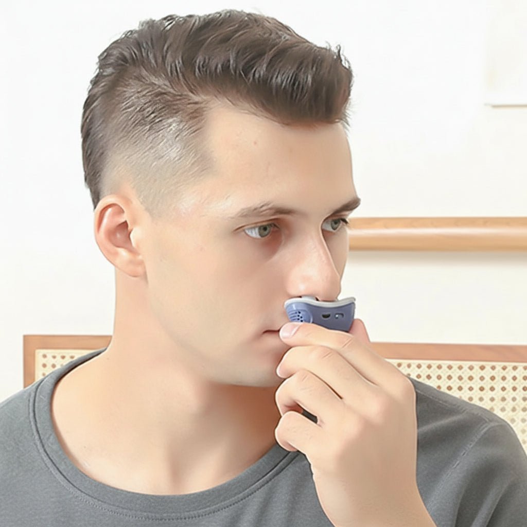 Nærbillede af STILLEÅND CPAP-apparat med USB-ladekabel
