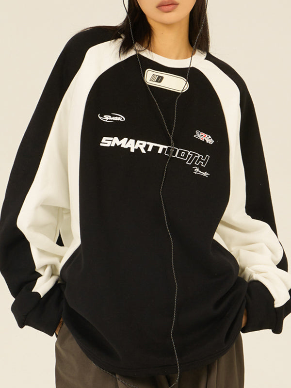 SVANEMOSE oversize sweatshirt med slogan set forfra