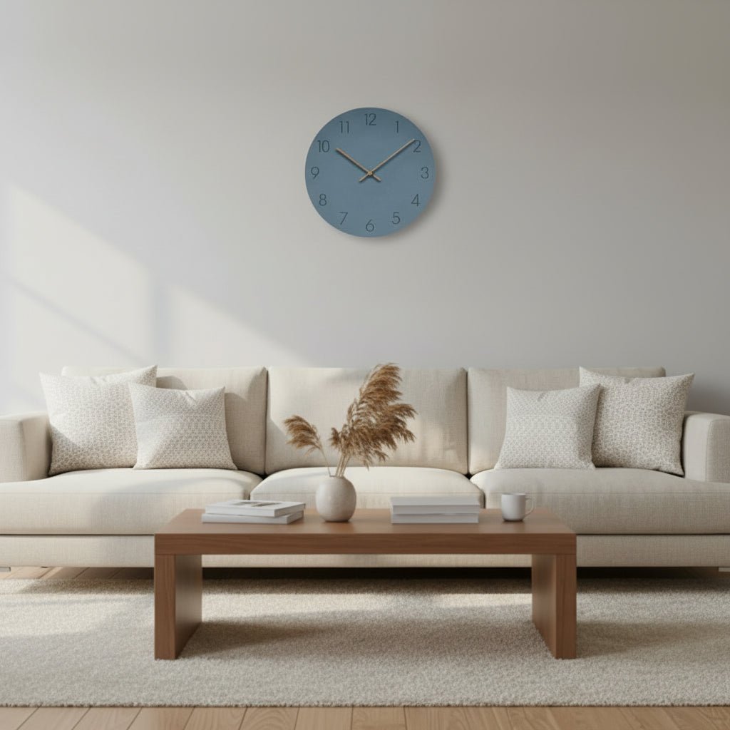 Minimalistisk vægur i nordisk design med trævisere – billede 4