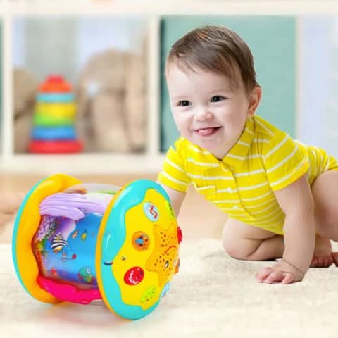 Baby leger med TROMMELY tromme med lysprojektioner