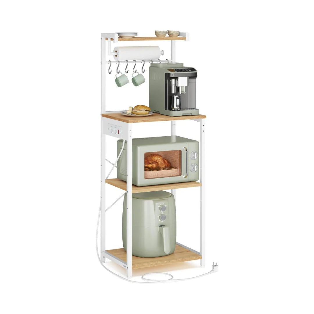Køkkenreol med stikkontakt – mikrobølgehylde med justerbar hylde