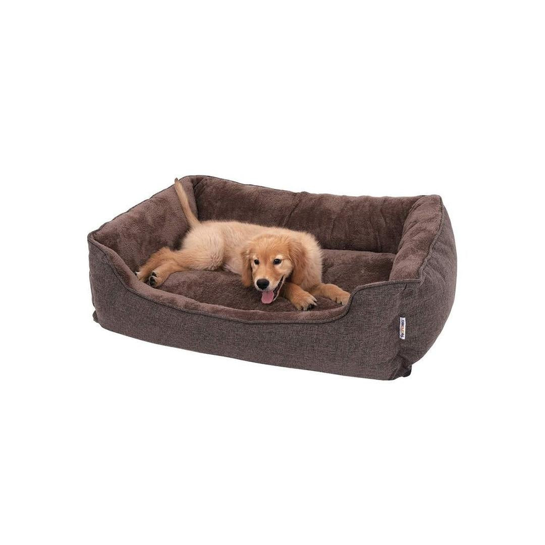 XXL hundeseng ortopædisk – 110 x 75 x 27 cm – aftageligt vaskbart betræk – skridsikker bund – brun