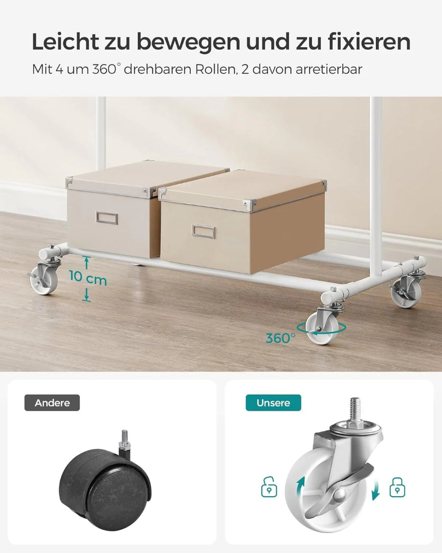 Tøjstativ på hjul – udtrækkeligt metalstativ 90 kg
