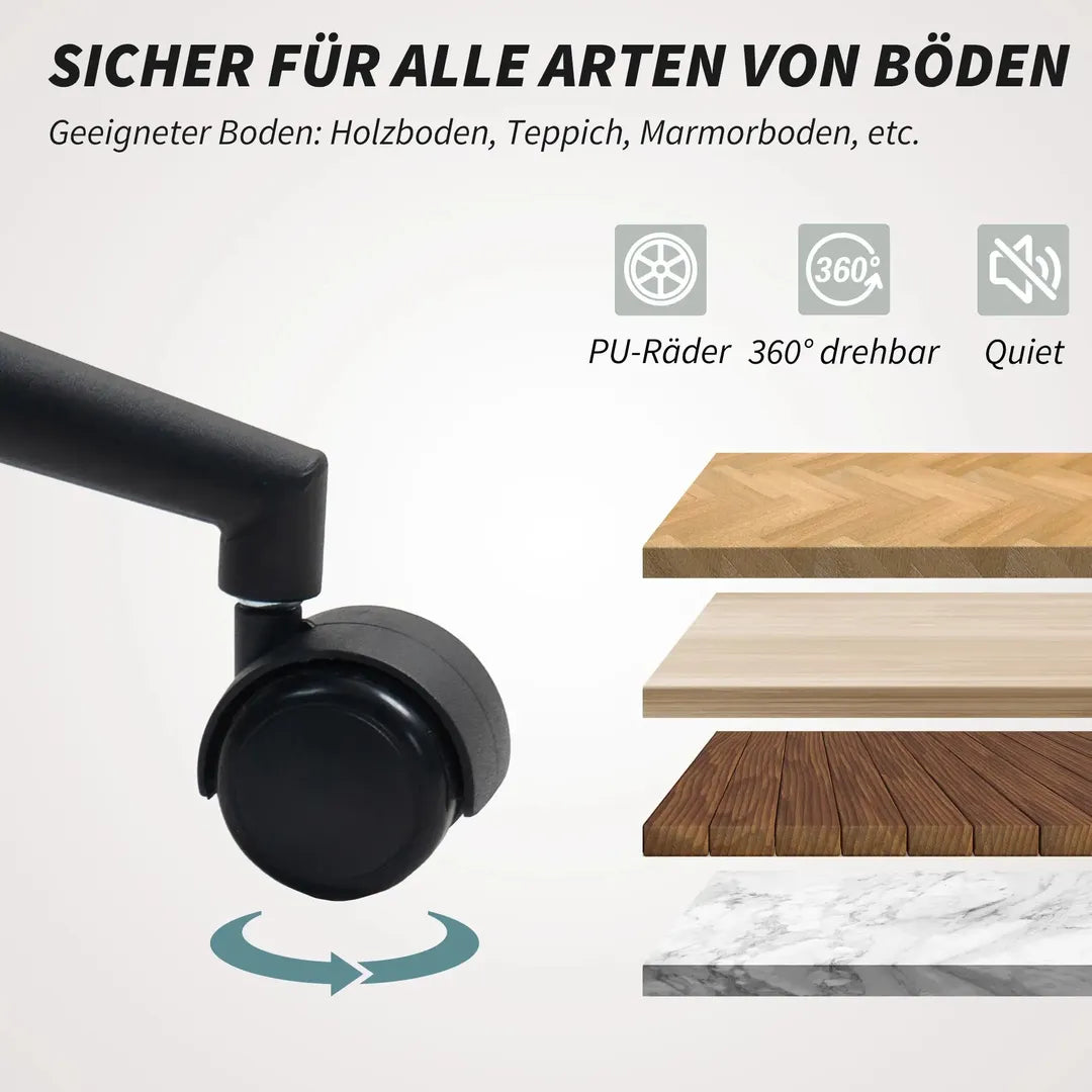 Kontorstol med stofbetræk i snefnug-look – drejelig makeupstol med buet ryglæn, beige