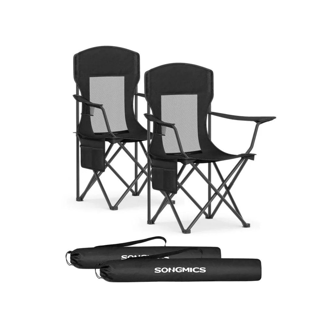 Sæt med 2 sammenklappelige campingstole med kopholder