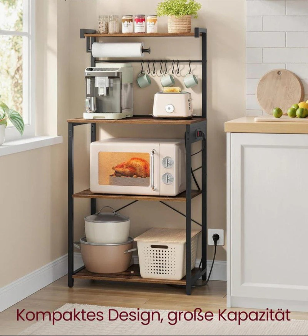 Køkkenreol med stikkontakt – mikrobølgehylde med justerbar hylde