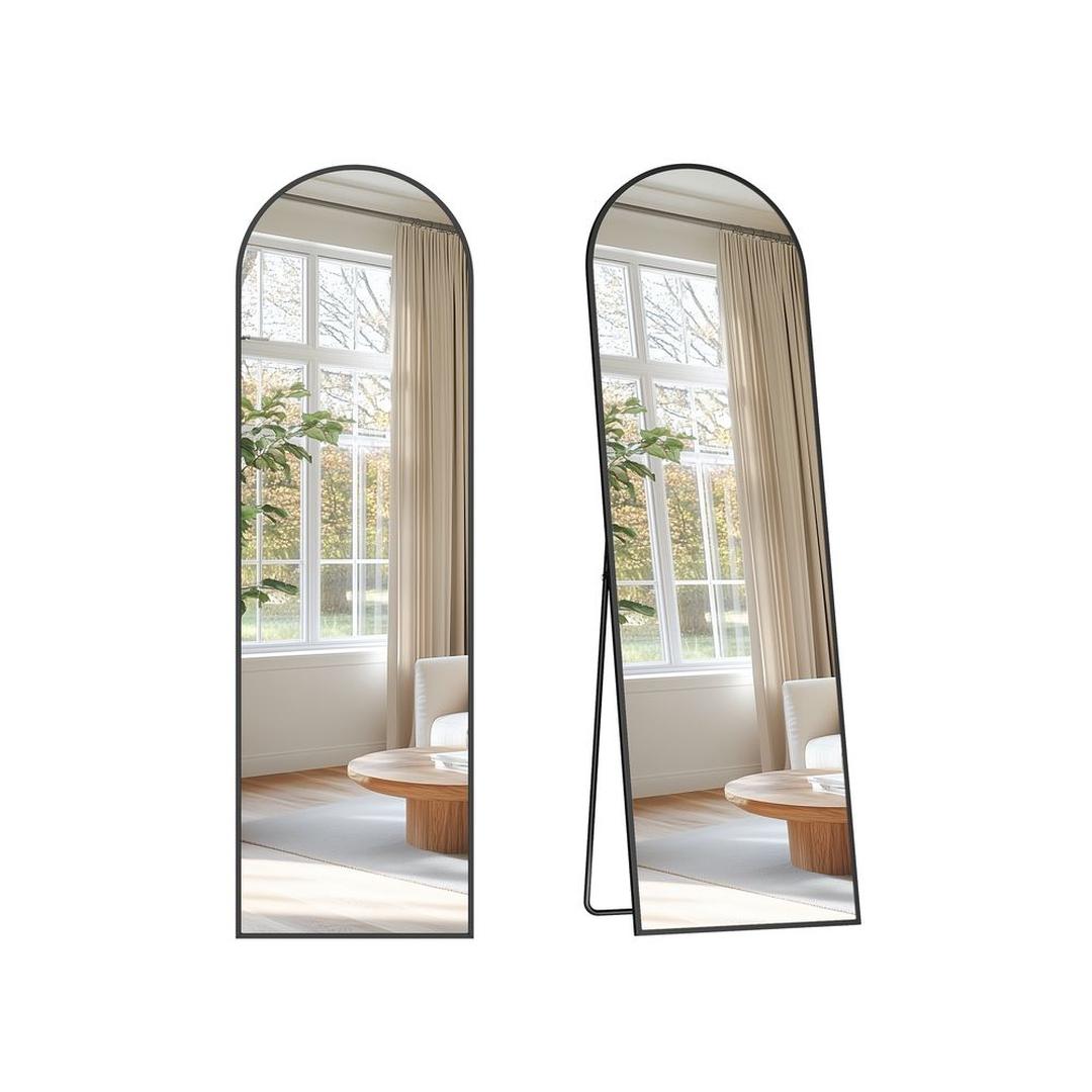 Stående Spejl med Buet Design – Fritstående eller Vægspejl med Aluminiumsramme, 160 × 50 cm