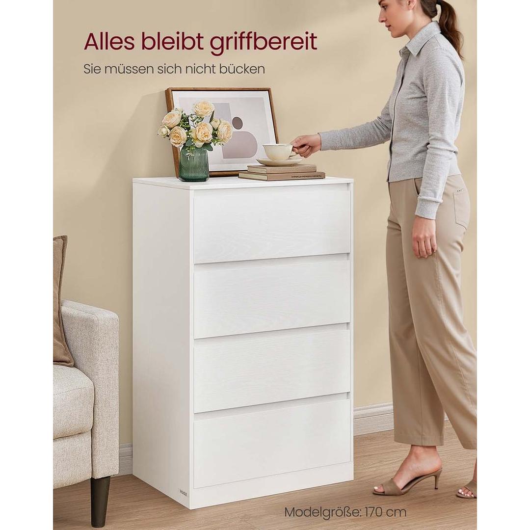 Kommode med 4 skuffer – moderne minimalistisk design, spånplade/MDF, 60 cm bred