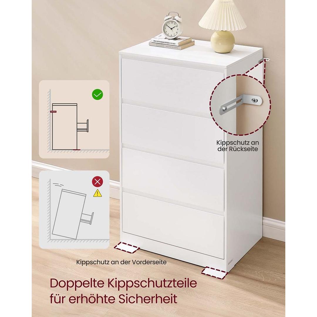 Kommode med 4 skuffer – moderne minimalistisk design, spånplade/MDF, 60 cm bred