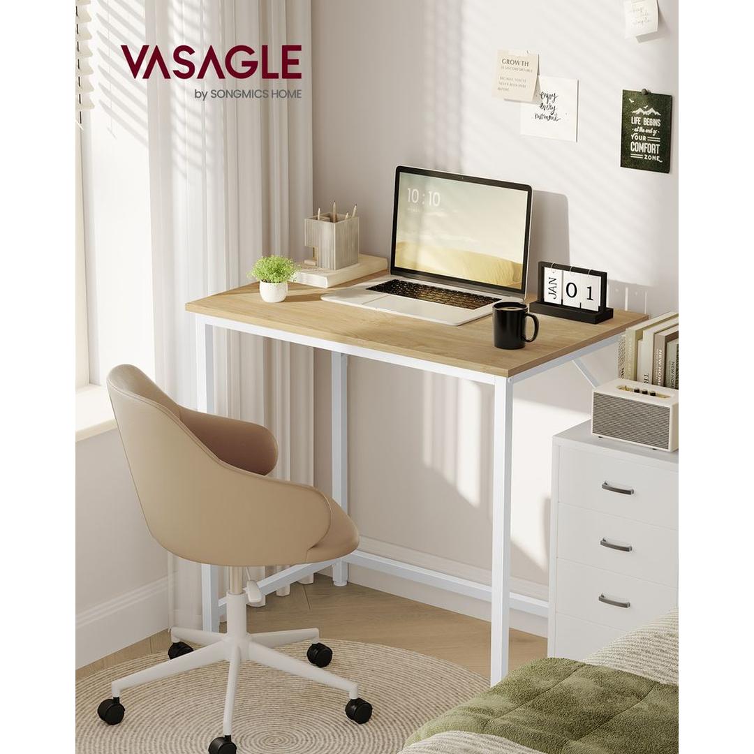 Kompakt Skrivebord med Metalramme – 50 × 80 × 76 cm – Solid Bordplade til Hjemmearbejde og Studie
