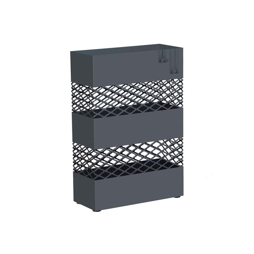 Paraplystativ med 4 Kroge – Metal Paraplyholder med Drypbakke i Antracit