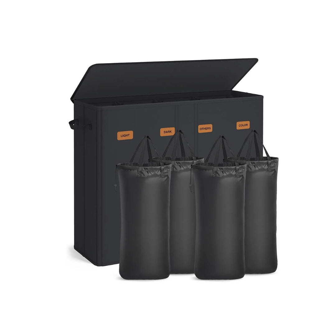 3-delt vasketøjskurv med låg og aftagelig pose