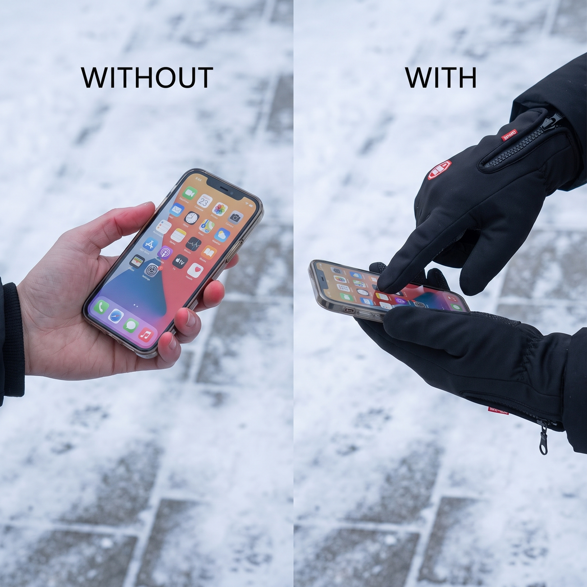 Sorte varmehandsker med touchfunktion og USB – billede 4