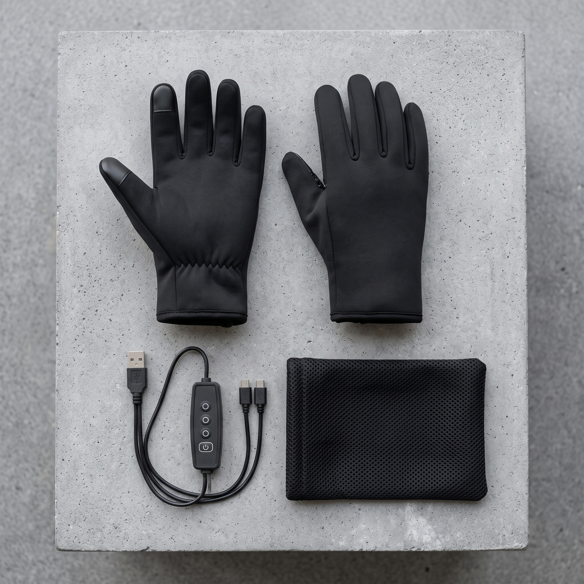 Sorte varmehandsker med touchfunktion og USB – billede 6
