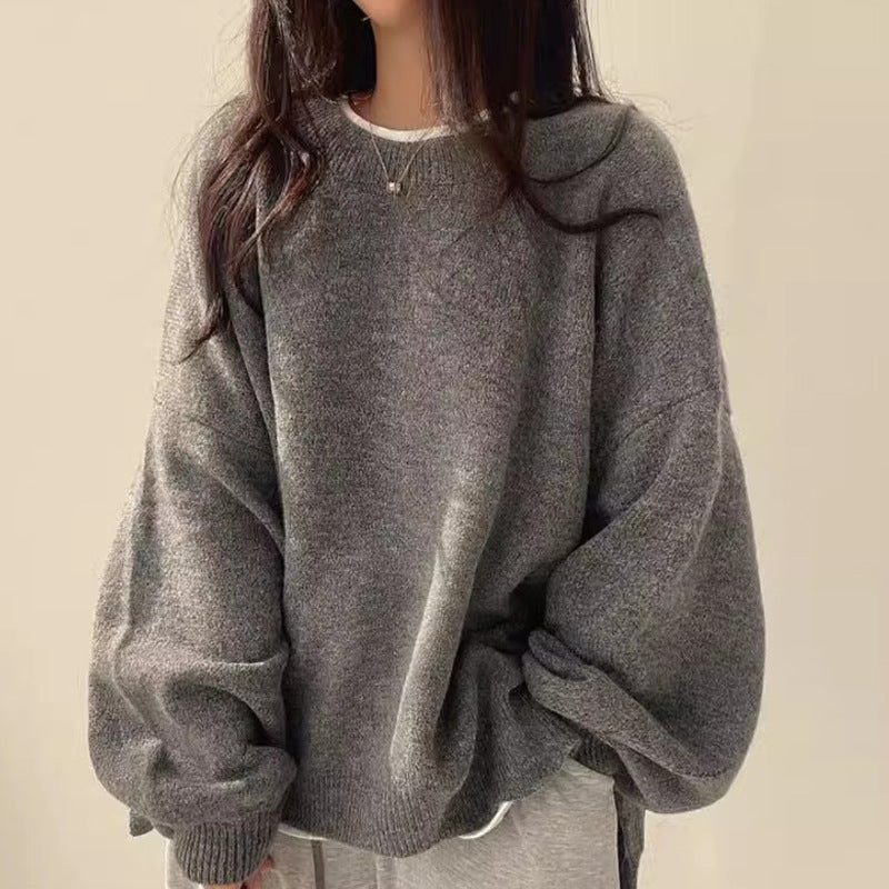 Oversize sweater til damer med rund hals – billede 6