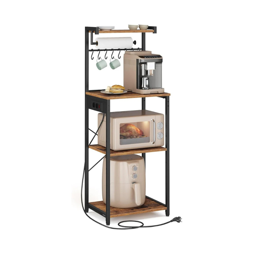 Køkkenreol med stikkontakt – mikrobølgehylde med justerbar hylde