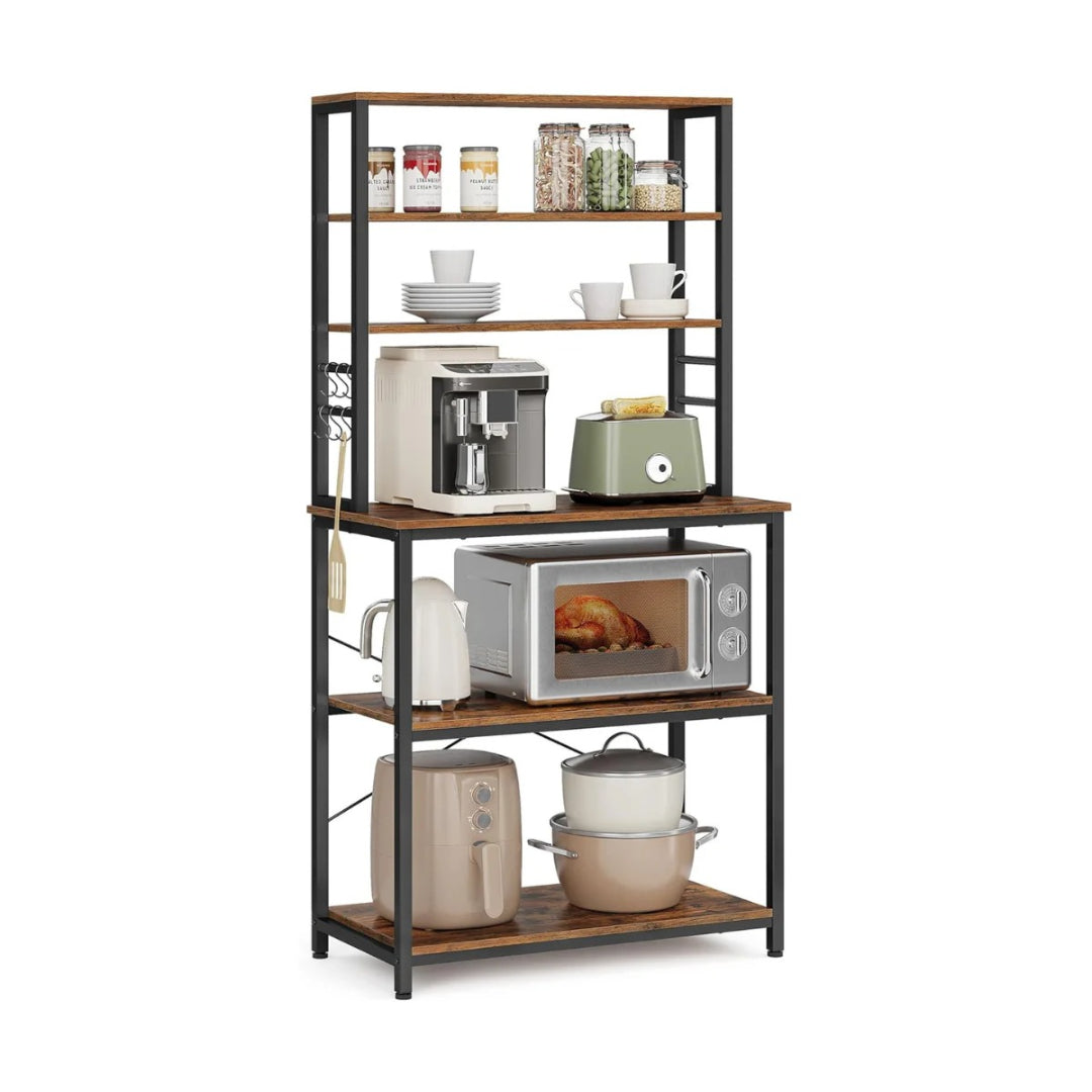 Industriel køkkenreol med 4 hylder og S-kroge